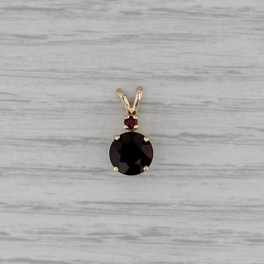 2.43ctw Round Garnet Ruby Small Drop Pendant 14k Yellow Gold
