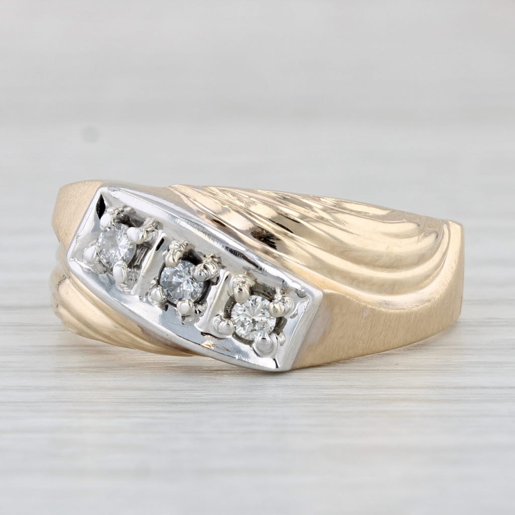 Light Gray 0.19ctw Diamond Men's Ring 10k Yellow Gold Size 13.75 Band