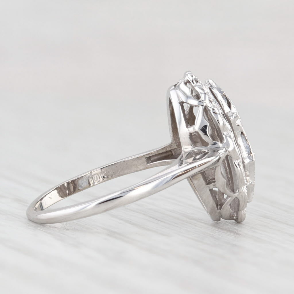 Light Gray Vintage Princess Diamond Ring 10k White Gold Size 4.5 Marquise Shape