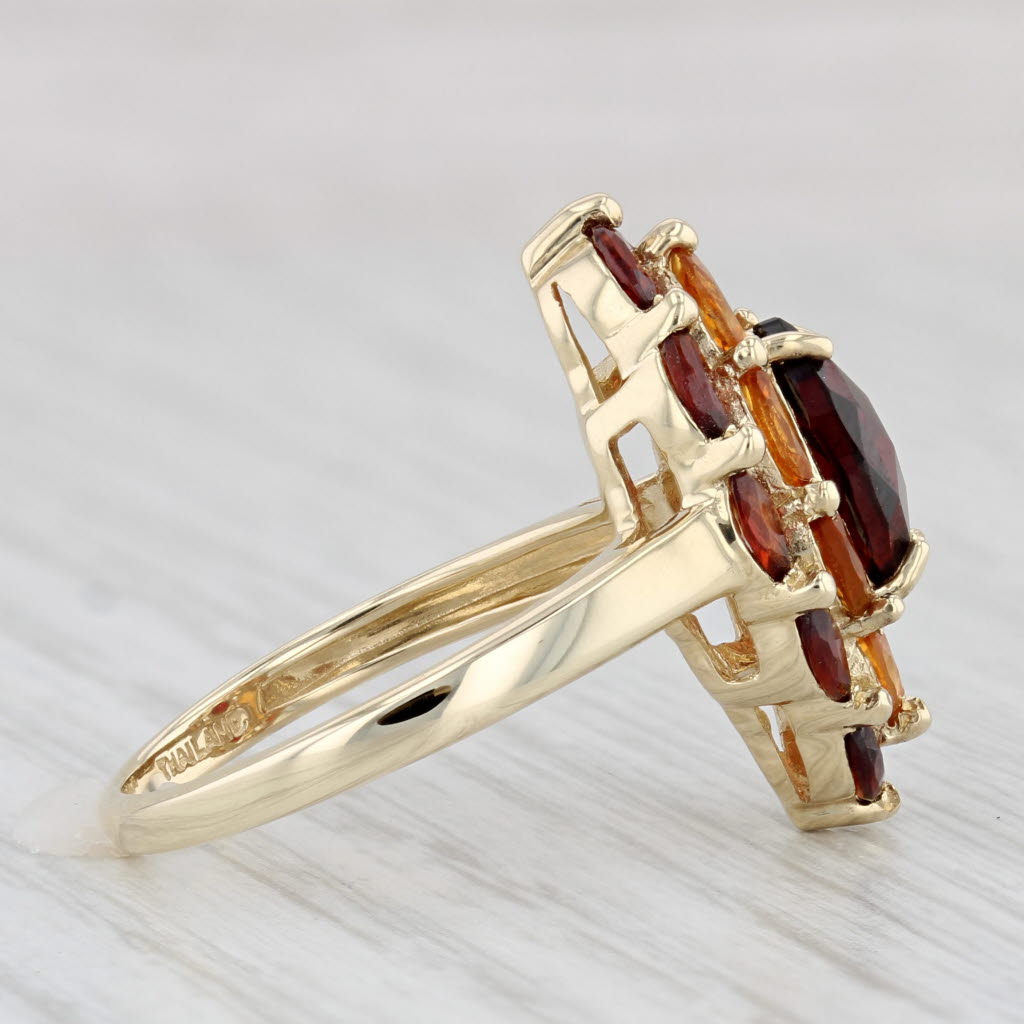 Light Gray 2.77ctw Garnet Citrine Ring 14k Yellow Gold Size 7.25 Cocktail