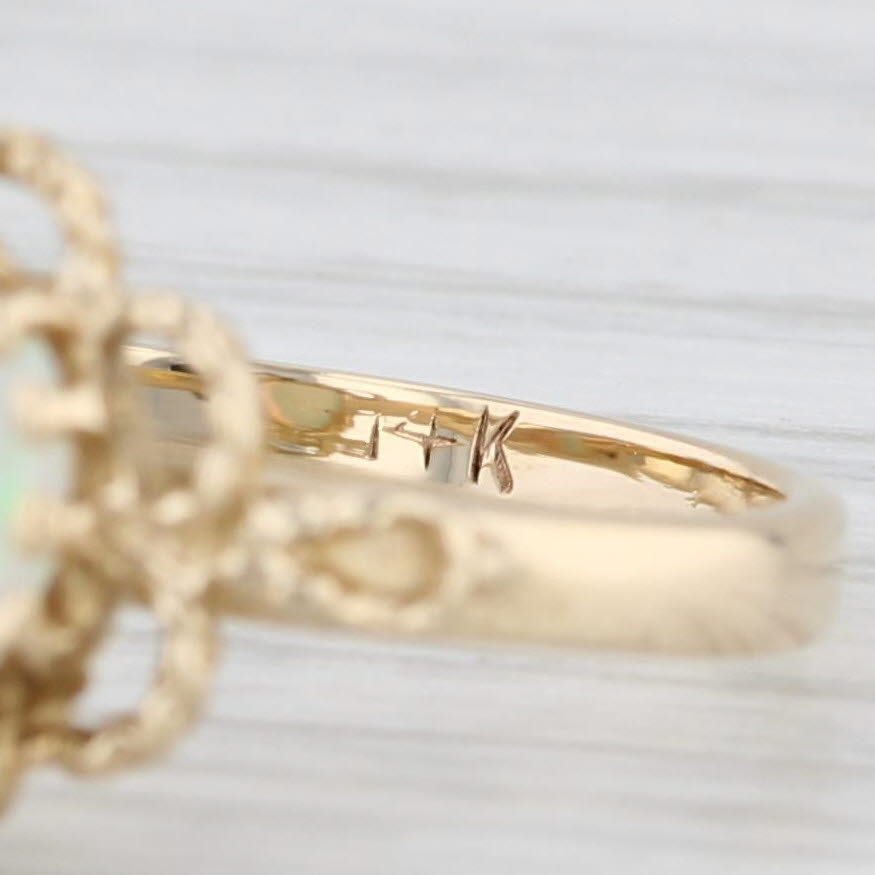 Light Gray Oval Opal Cabochon Solitaire Ring 14k Yellow Gold Size 5