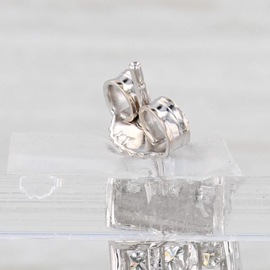 Light Gray 0.70ctw Diamond J-Hook Earrings 14k White Gold Heart Accents