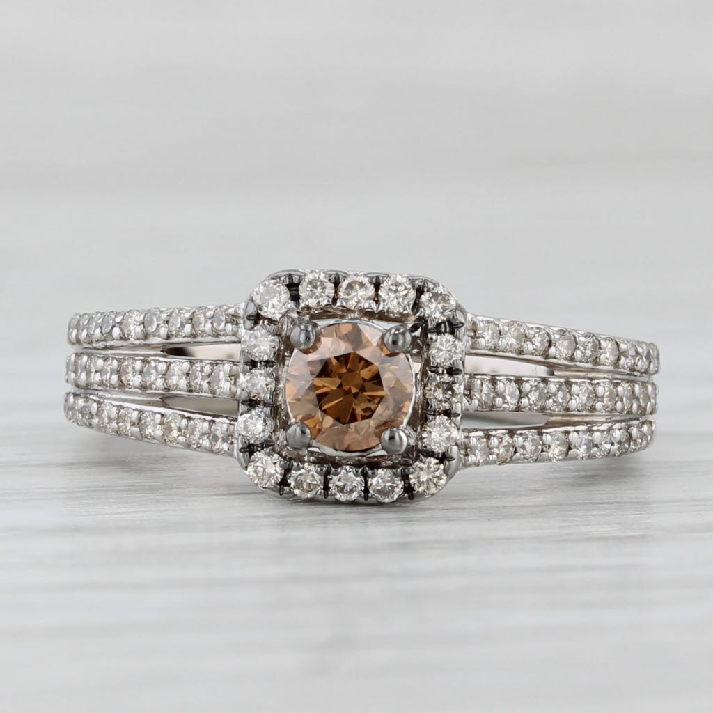 Light Gray Le Vian Chocolate Diamond Halo Ring 0.65ctw 14k White Gold Engagement Size 5.5