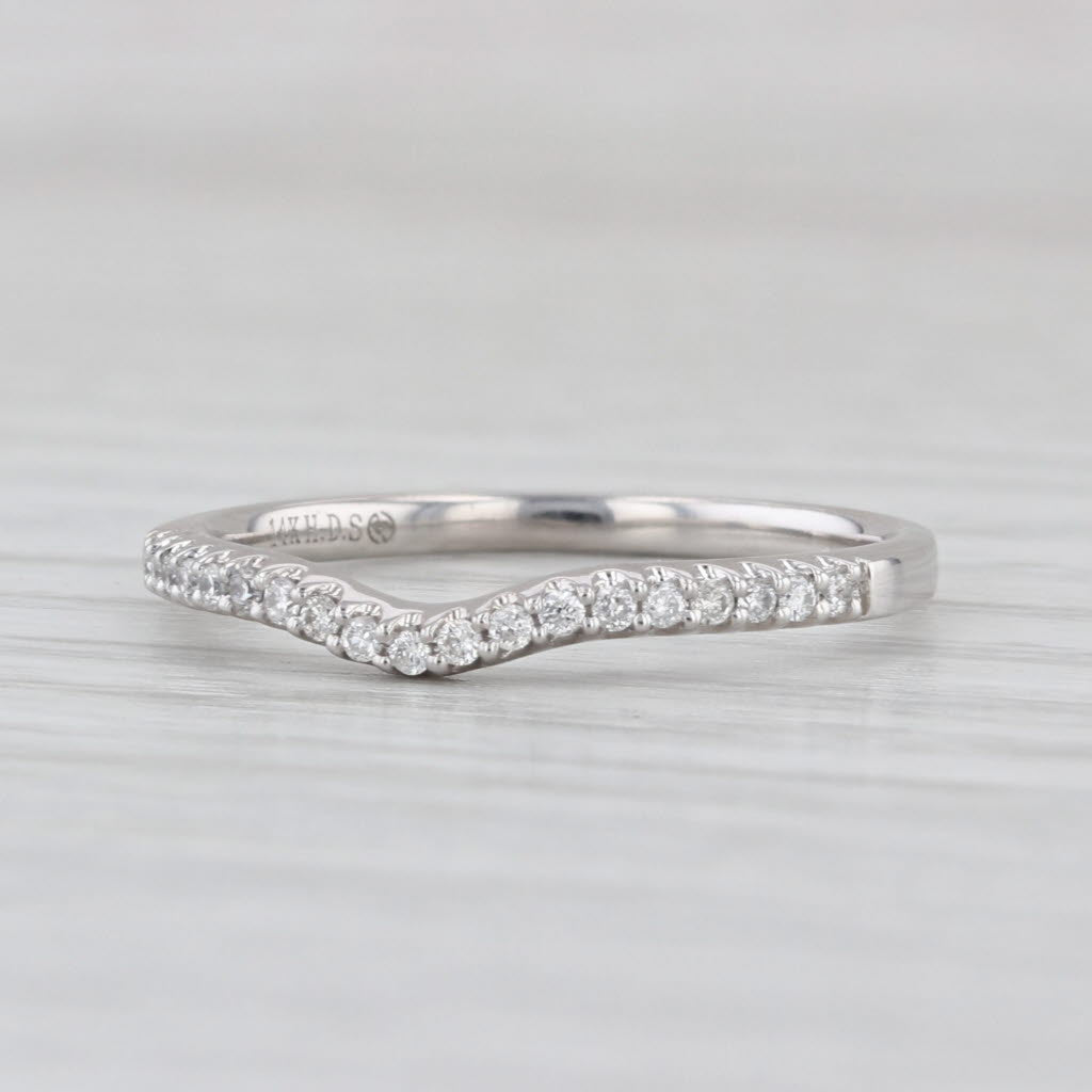 0.11ctw Diamond Contoured Wedding Ring 14k White Gold Stackable Size 7