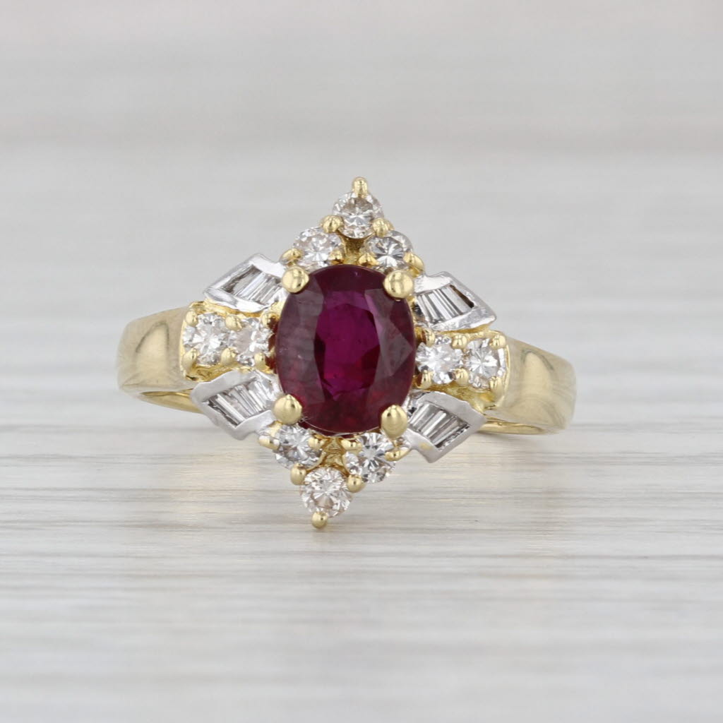 1.76ctw Oval Ruby Diamond Ring 18k Yellow Gold Size 6