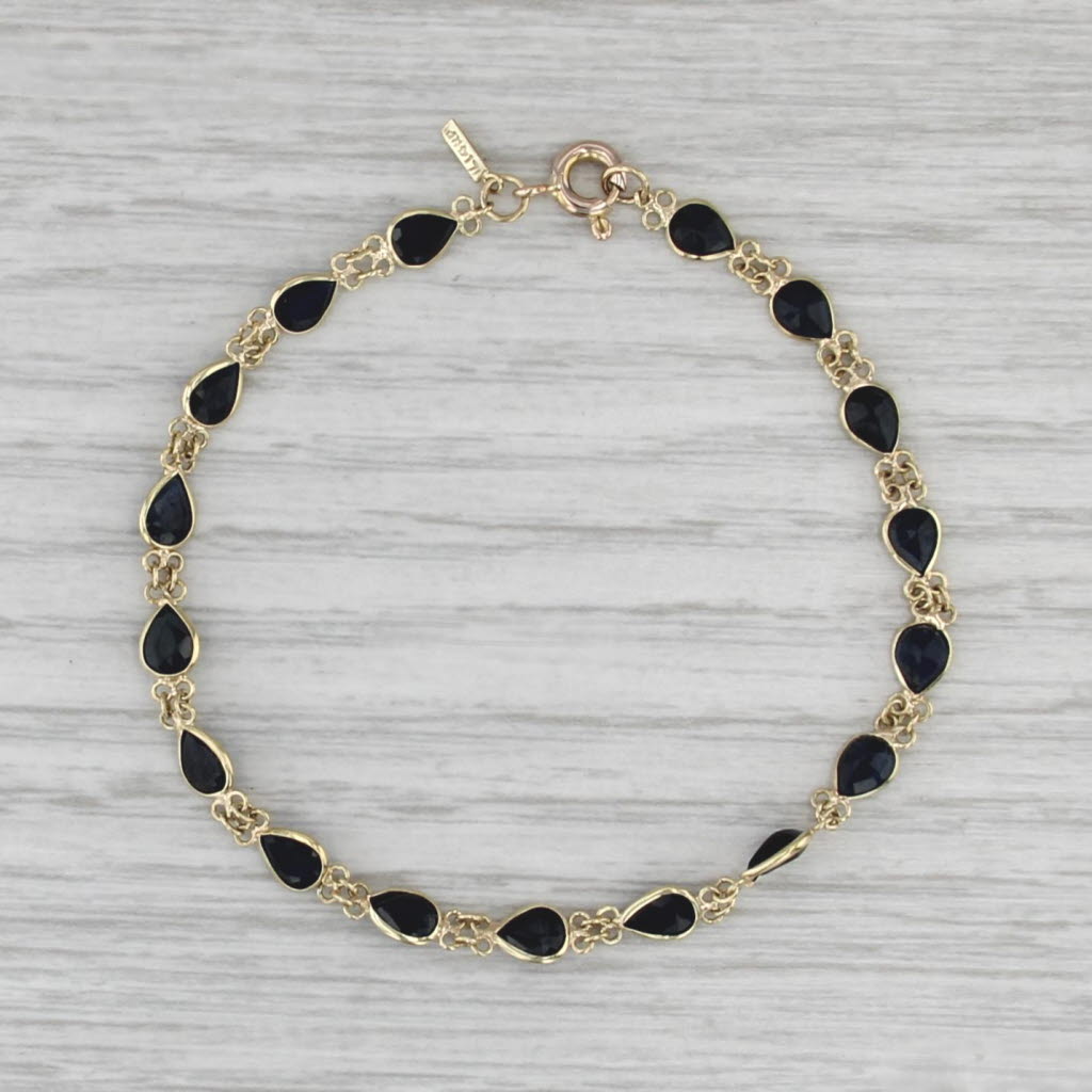 5.75ctw Blue Sapphire Tennis Bracelet 14k Yellow Gold 6.75"