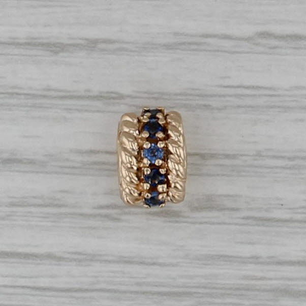 Vintage DJI 0.20ctw Blue Sapphire Slide Bracelet Charm 14k Yellow Gold