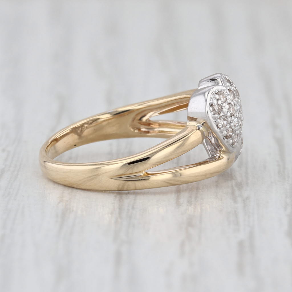 0.15ctw Pave Diamond Hearts Ring 10k Yellow White Gold Size 6.75
