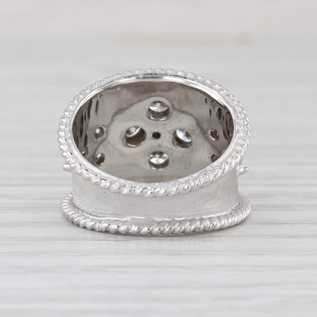 0.42ctw Diamond Cluster Cocktail Ring 14k White Gold Size 6.5 Brushed Finish