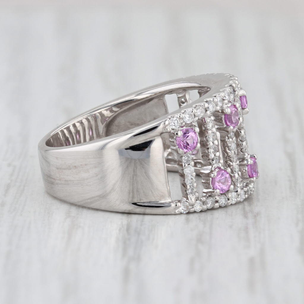 0.93ctw Pink Sapphire Diamond Ring 14k White Gold Size 7.25 Cocktail