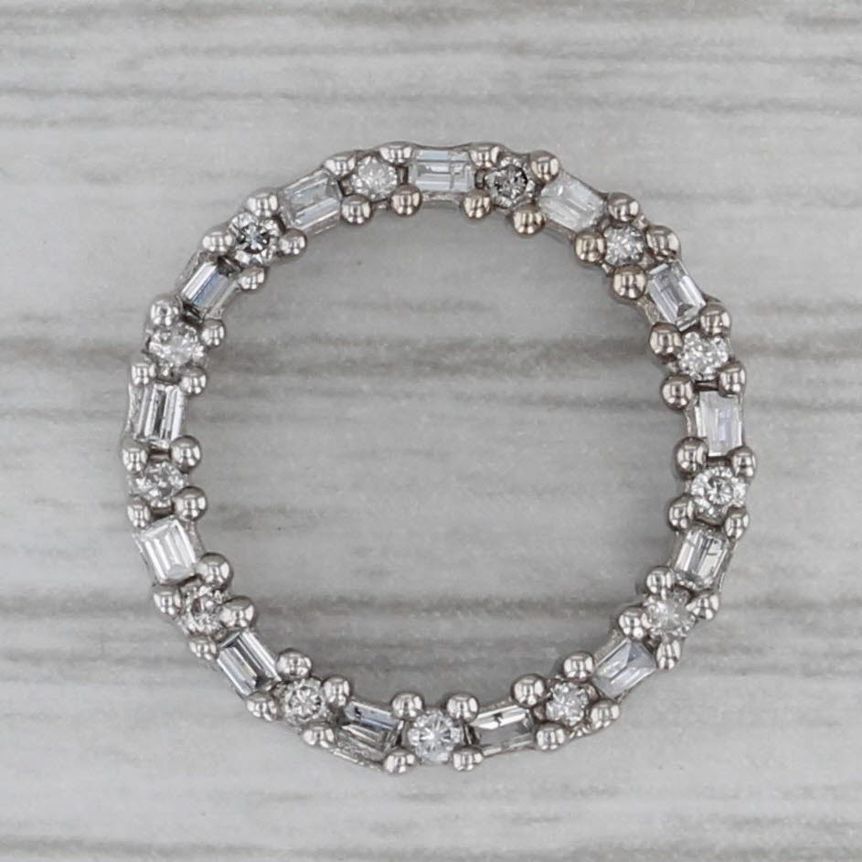 Dark Gray 0.26ctw Diamond Eternity Circle Pendant 10k White Gold