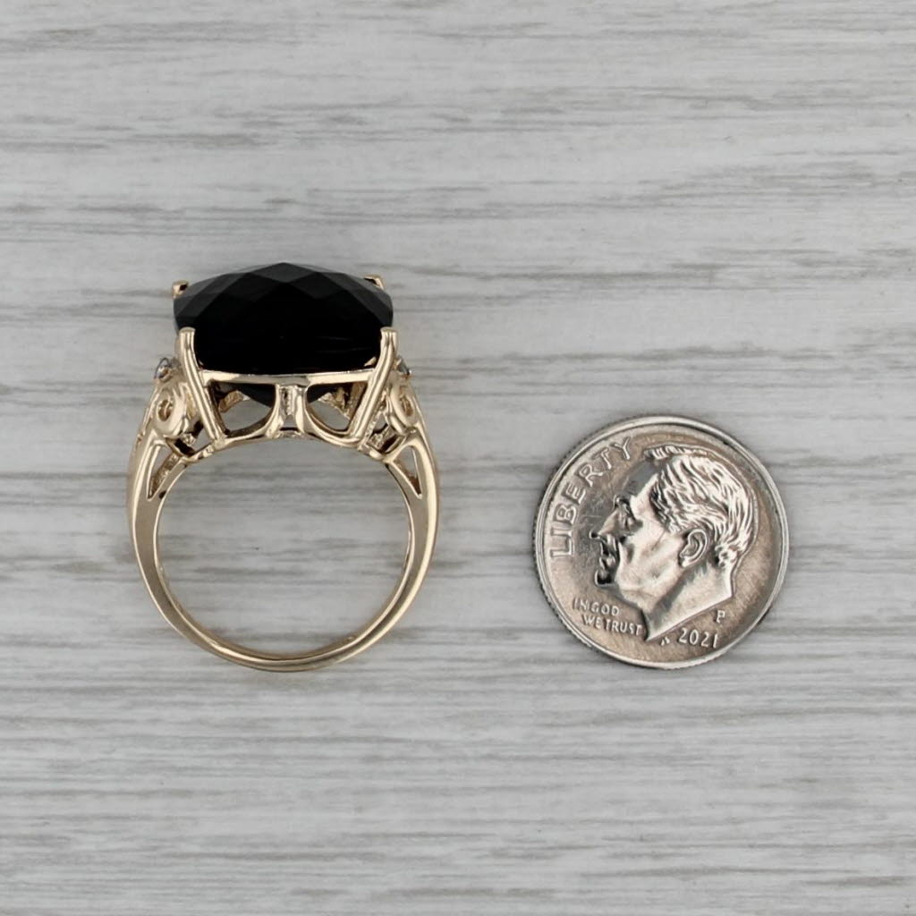 12.03ct Obsidian Diamond Ring 10k Yellow Gold Size 7 Cocktail