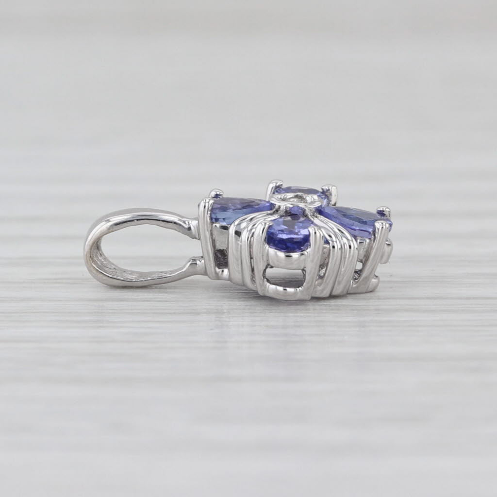 Small 0.64ctw Tanzanite Diamond Cross Pendant 14k White Gold