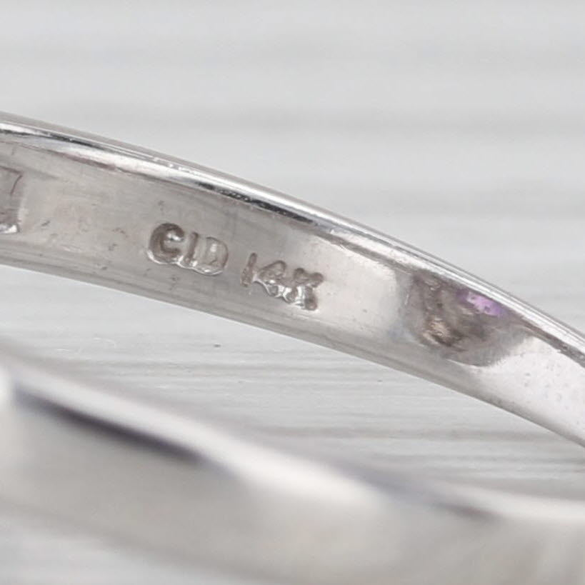 0.84ctw Oval Amethyst Diamond Halo Ring 14k White Gold Size 6.5