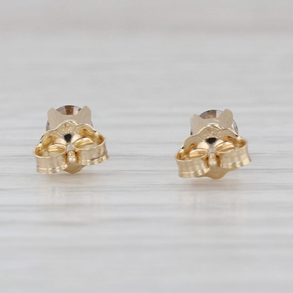 0.38ctw Brown Champagne Diamond Stud Earrings 14k Yellow Gold Studs