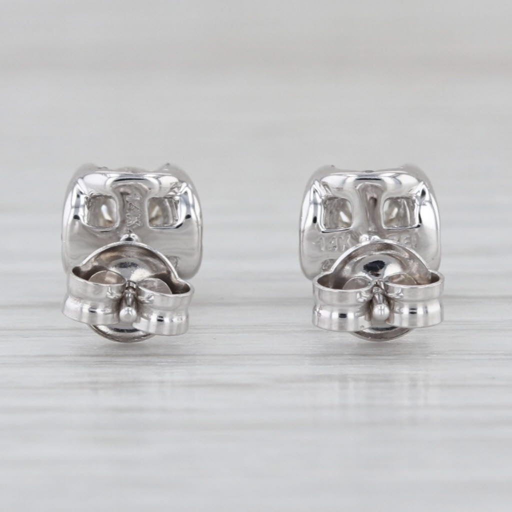 0.90ctw Round Diamond Stud Earrings 14k White Gold Studs