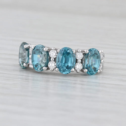 5.90ctw Blue Zircon Diamond Ring 14k White Gold Size 6