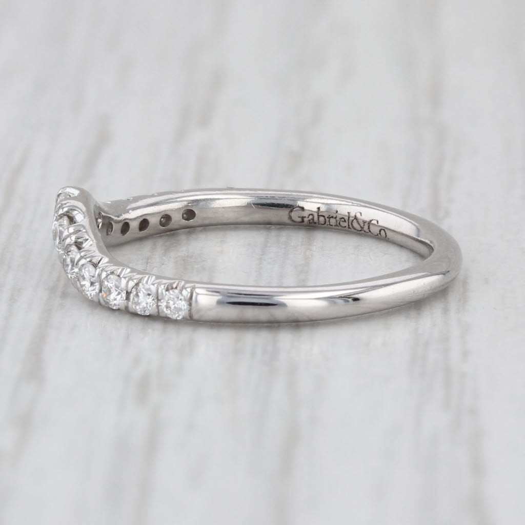 Gabriel Co 0.25ctw Contoured Diamond Wedding Ring 14k White Gold Stackable Band