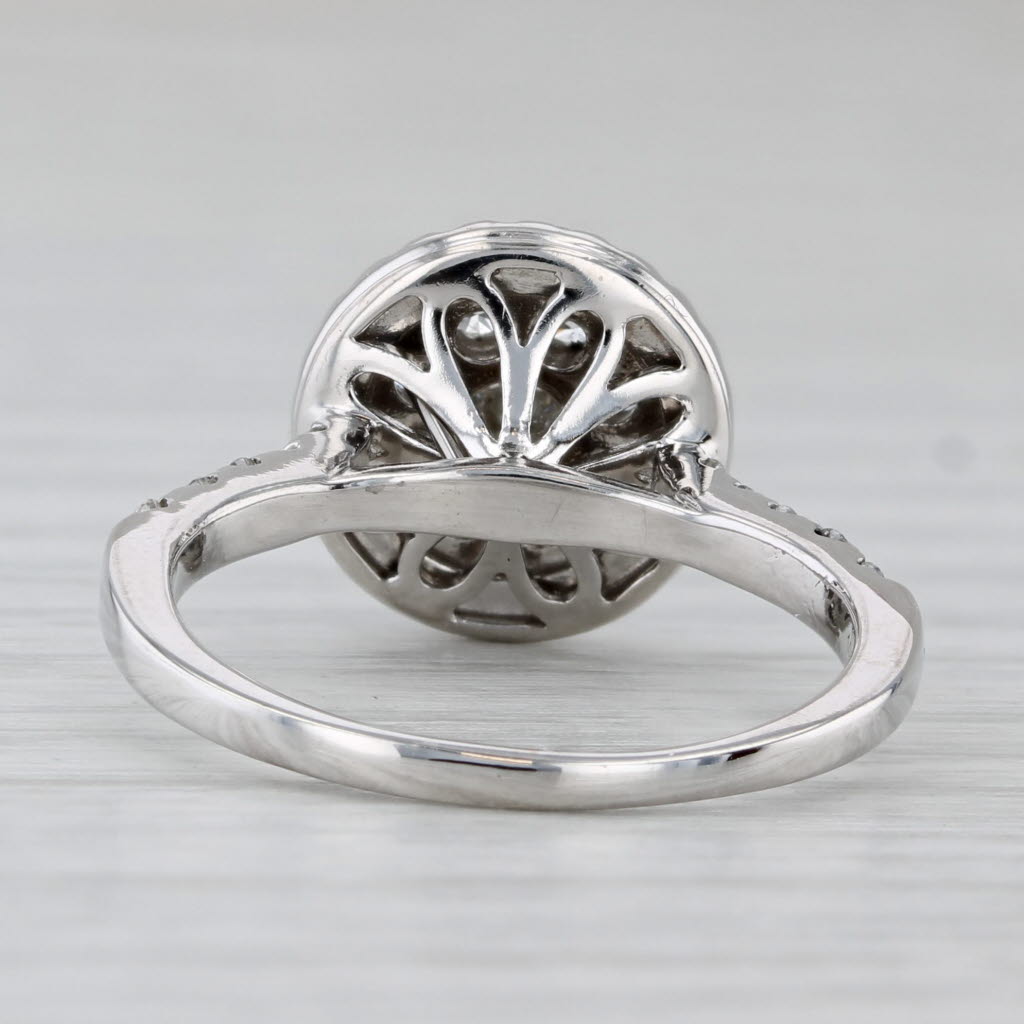 Gray 0.75ctw Diamond Cluster Halo Engagement Ring 14k White Gold Size 5.75