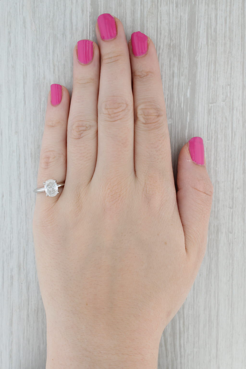 Gray New Oval Diamond Solitaire Engagement Ring 14k White Gold Size 6.75