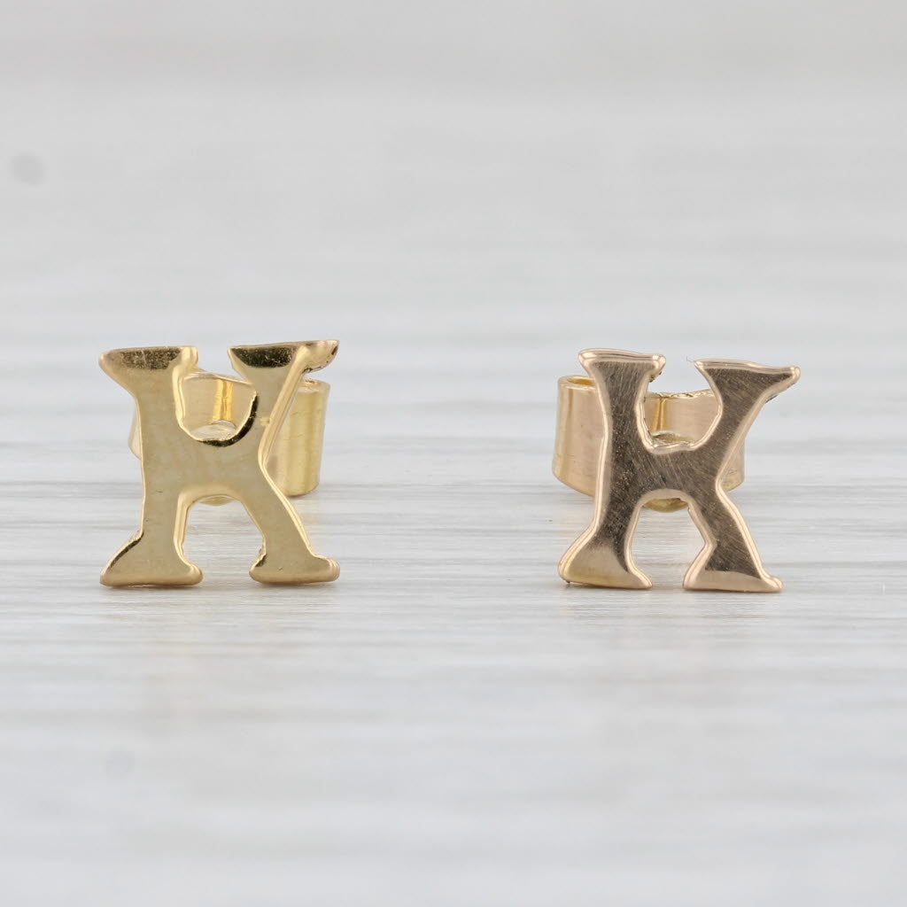 Light Gray Letter K Stud Earrings 18k Yellow Gold Initial Jewelry