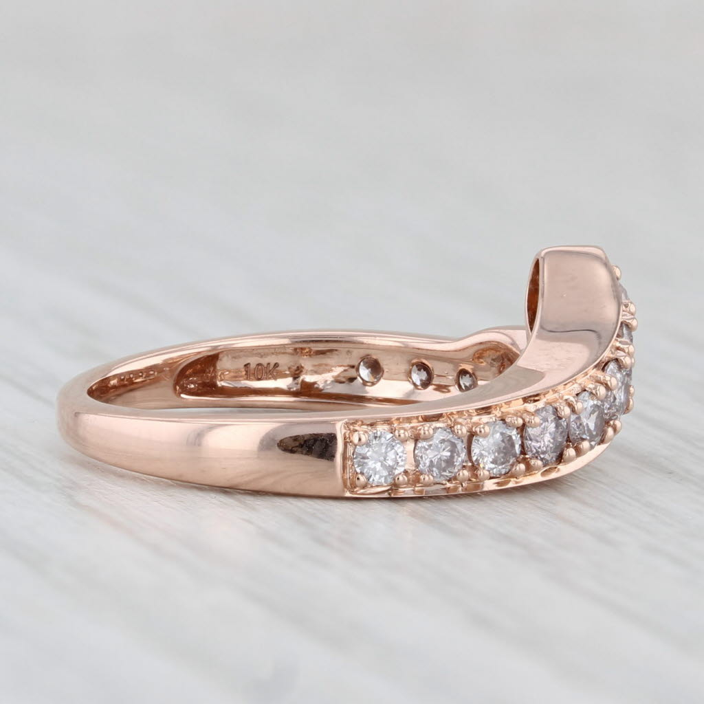 Light Gray 0.47ctw Diamond Bypass Ring 10k Rose Gold Size 6.25 Stackable