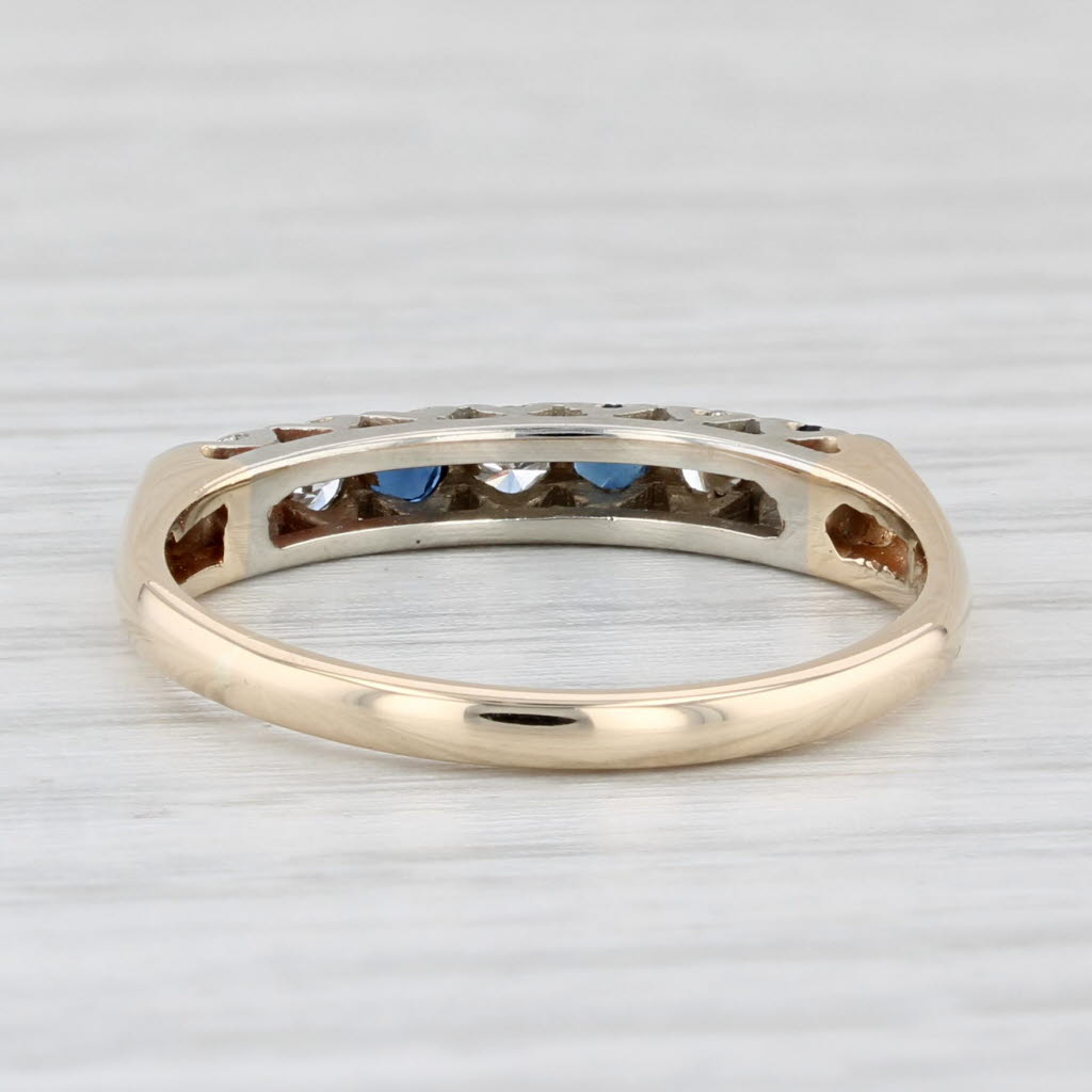 Light Gray 0.34ctw Blue Sapphire Diamond Ring 14k Yellow Gold S 6.75 Wedding Band Stackable