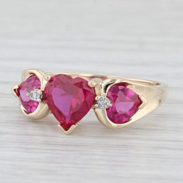 2.77ctw Lab Created Ruby Heart Diamond Ring 14k Yellow Gold Size 7
