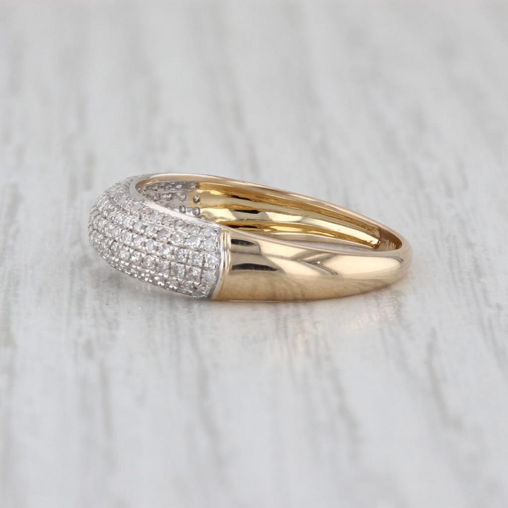 0.25ctw Pave Diamond Band 14k Yellow White Gold Size 7 Stackable Ring