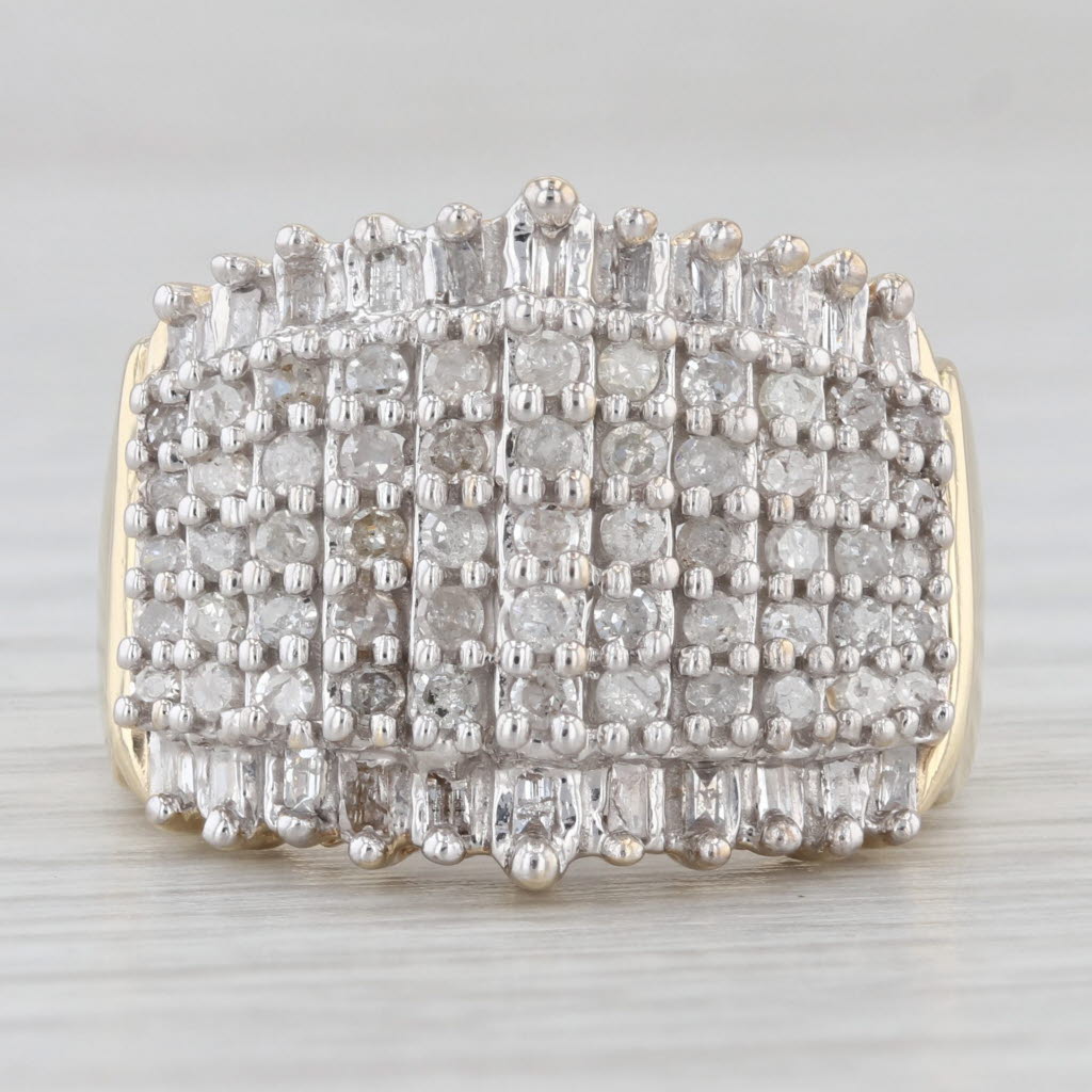 Light Gray 0.80ctw Diamond Cluster Ring 10k Yellow Gold Size 7 Cocktail