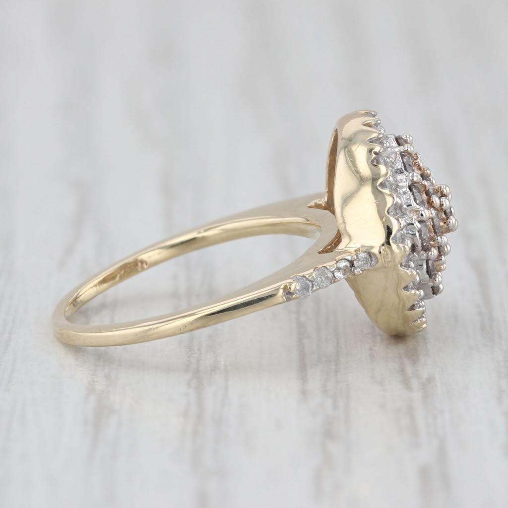 0.69ctw Diamond Cluster Halo Ring 10k Yellow Gold Size 4.75 Engagement