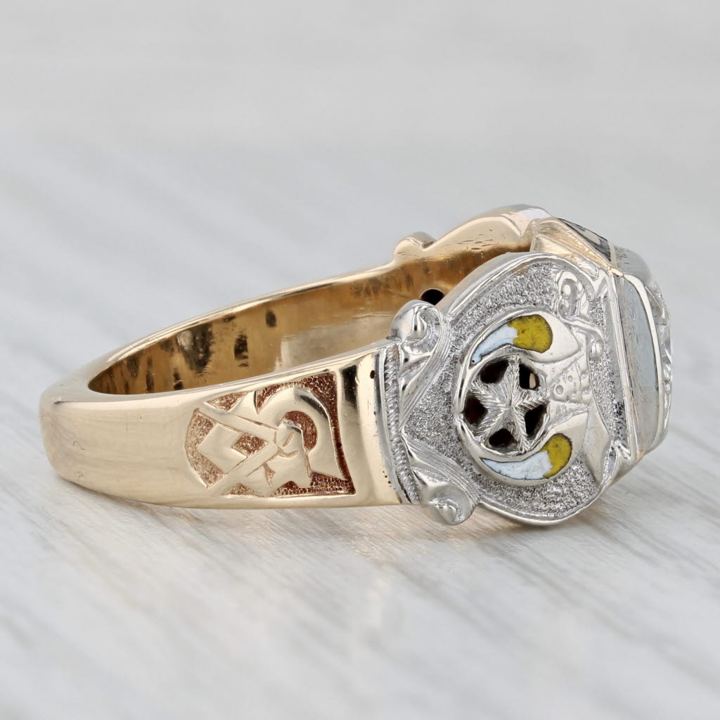 Gray 0.33ctw Diamond Masonic Ring 14k Gold Sz 10.5 Enamel Scottish Rite Shriners Yod