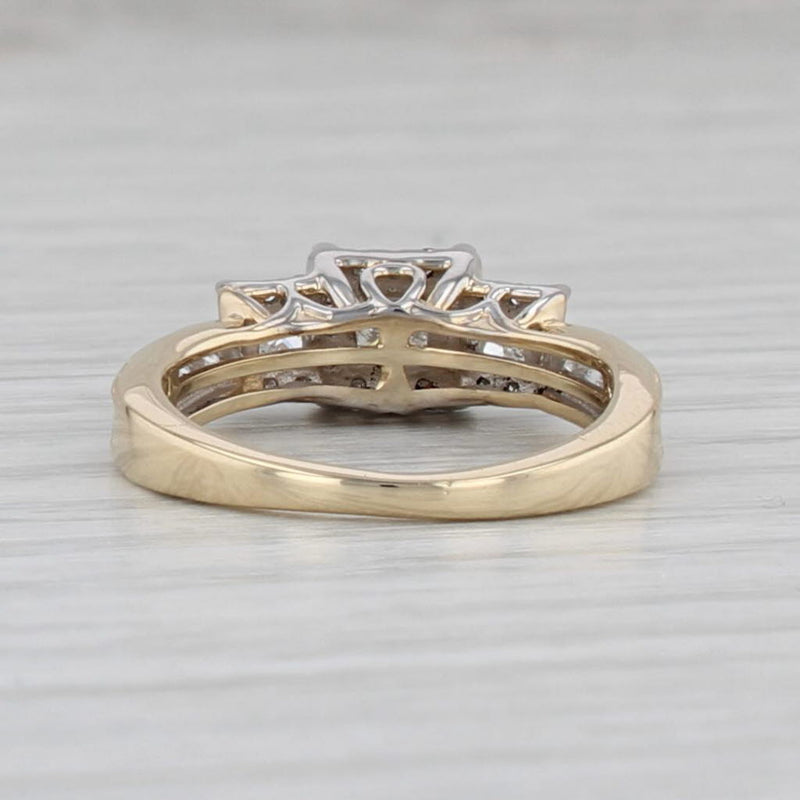 Gray 0.90ctw Princess Diamond Halo Engagement Ring 14k Yellow Gold Size 5.25
