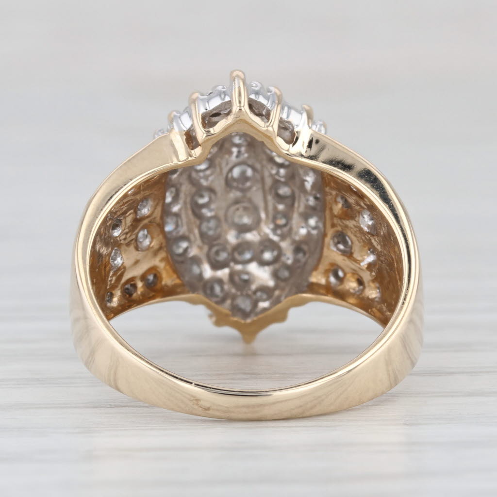 0.36ctw Pave Diamond Cluster Ring 10k Yellow Gold Size 7.75