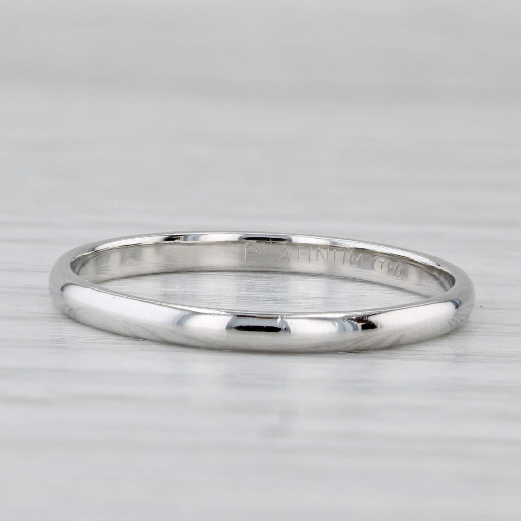 Light Gray Platinum Wedding Band Size 8.5 Stackable Ring