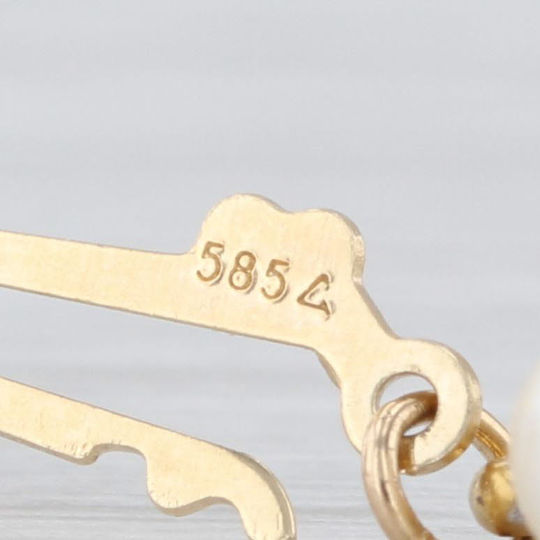 Cultured Pearl Bead Bar Link Necklace 14k Yellow Gold 18.25"