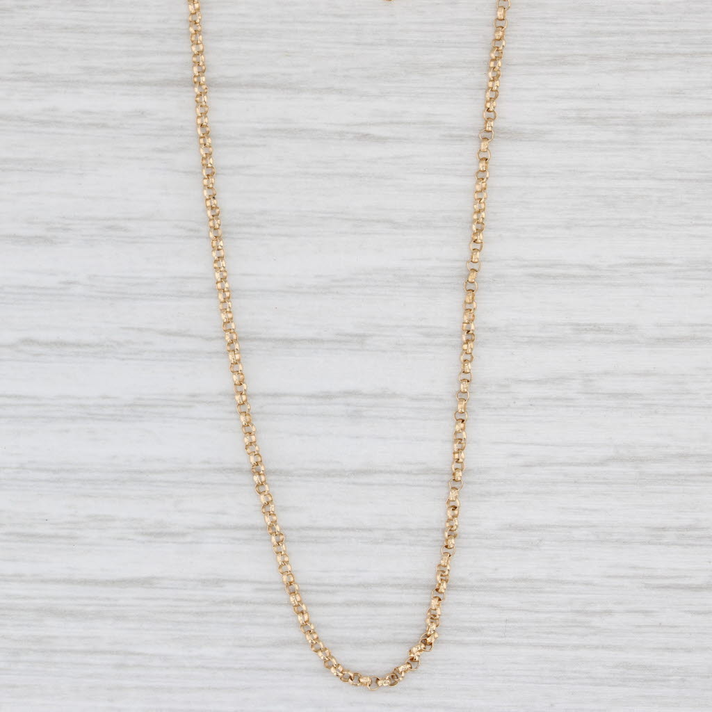 Light Gray Rolo Chain Necklace 18k Yellow Gold 1.5mm 18"