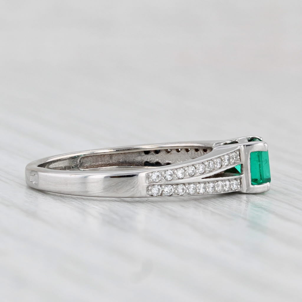 Light Gray 0.56ctw Emerald Diamond Ring 14k White Gold Size 6 Engagement Style