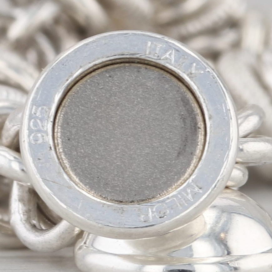 Fancy Cable Chain Statement Bracelet Sterling Silver 7" Magnetic Milor Italy