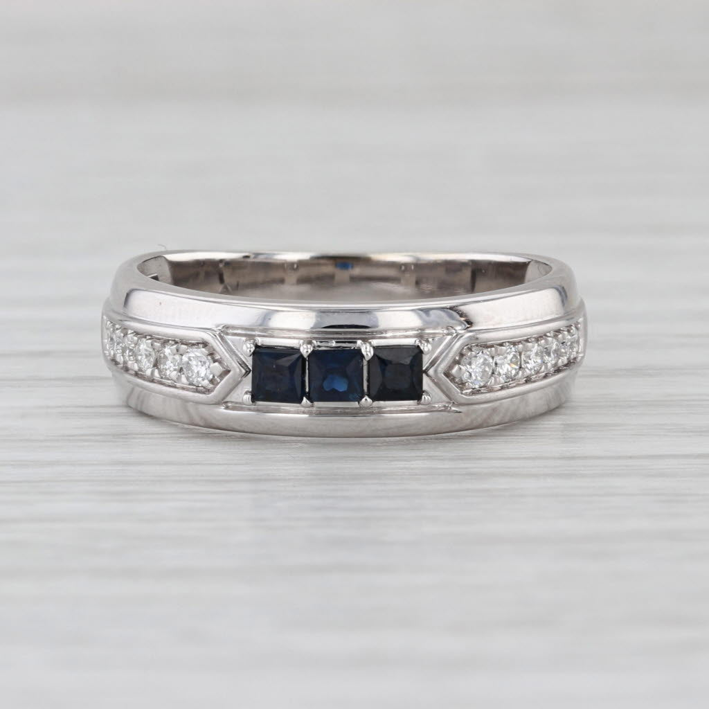 0.52ctw Sapphire Diamond Wedding Band 10k Yellow Gold Size 10