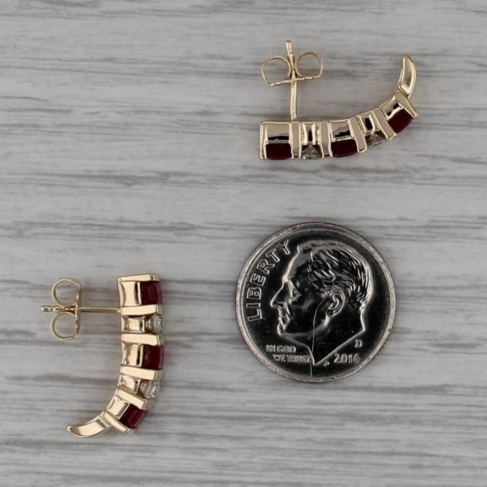 2.40ctw Ruby Diamond Journey J-Hook Earrings 14k Yellow Gold Drops