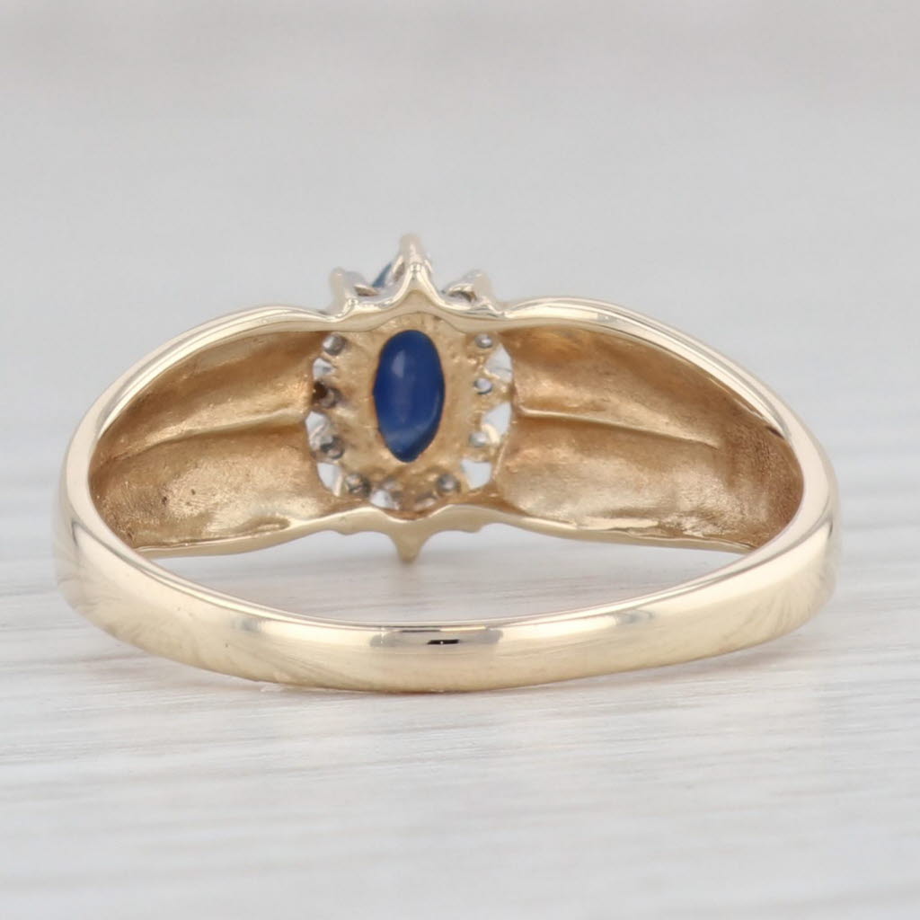 Light Gray 0.38ctw Marquise Blue Sapphire Diamond Halo Ring 10k Yellow Gold Size 8.5