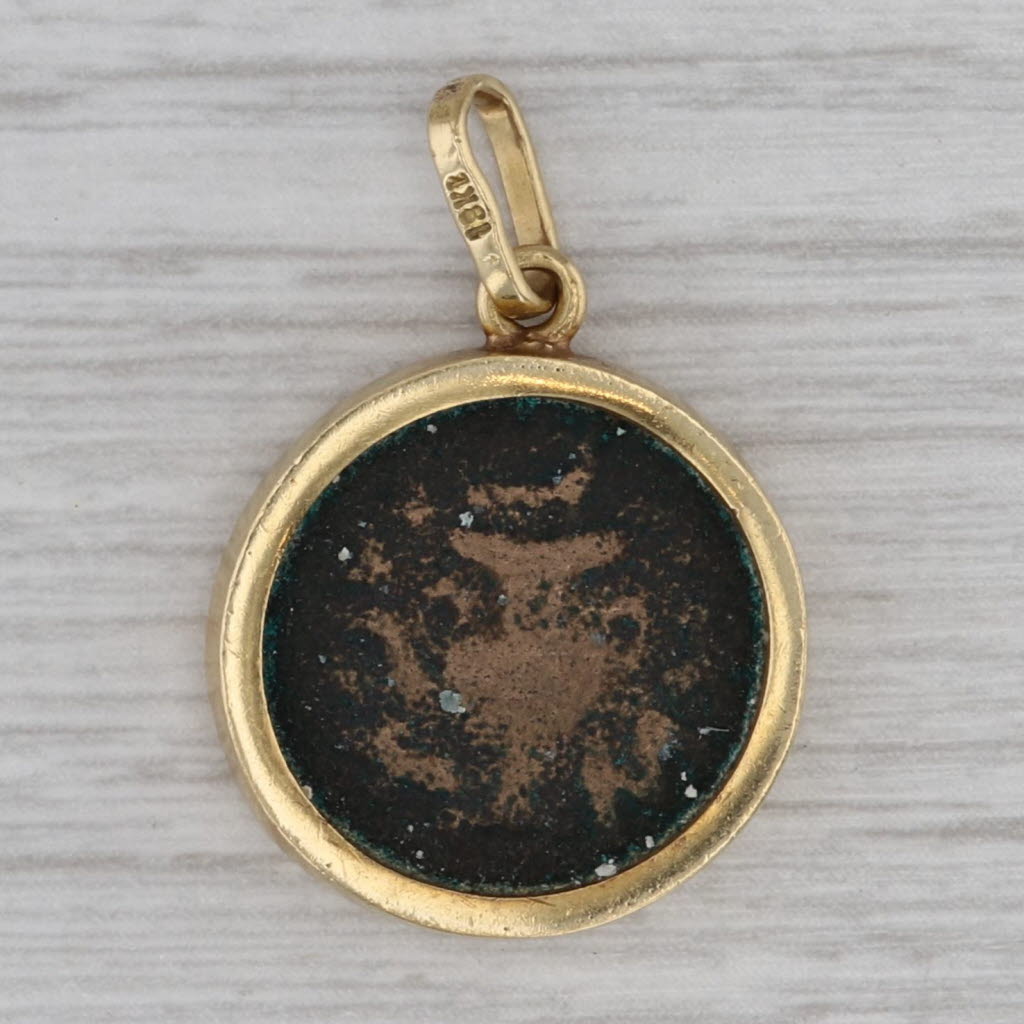 Gray Vintage Prutah Coin Pendant Ancient Jewish Roman Revolt 18k Gold Copper Charm