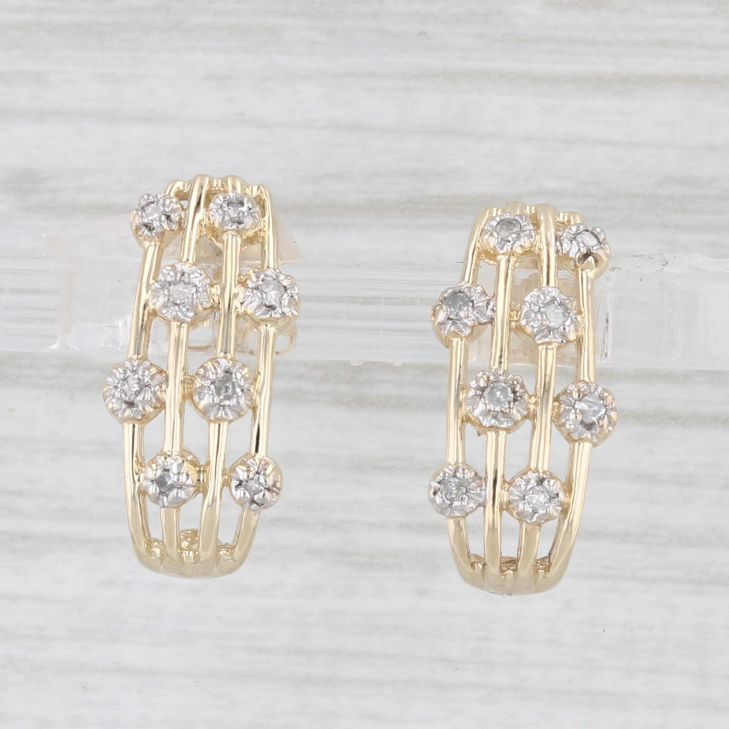 Light Gray Diamond Accented J-Hook Earrings 14k 10k Yellow Gold Drops