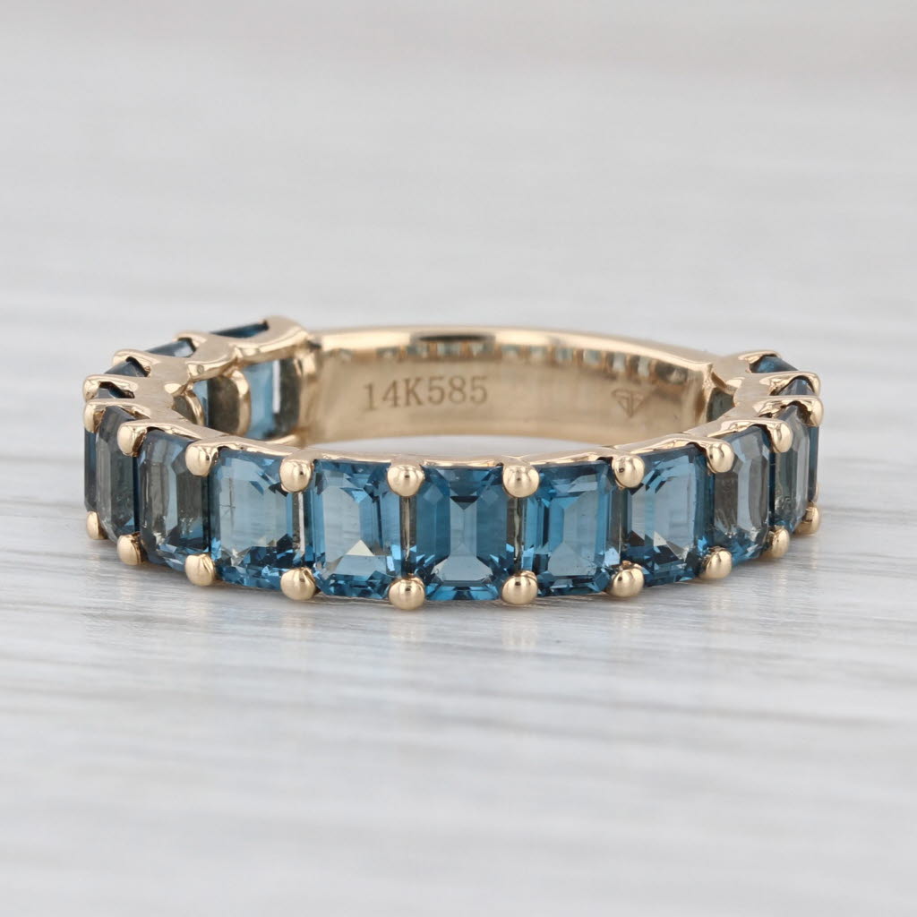3.40ctw Blue Topaz Ring 14k Yellow Gold Size 6.25 Stackable Band Anniversary
