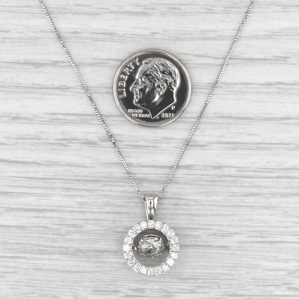 0.65ctw Diamond Floating Halo Pendant Necklace 14k White Gold 18" Box Chain