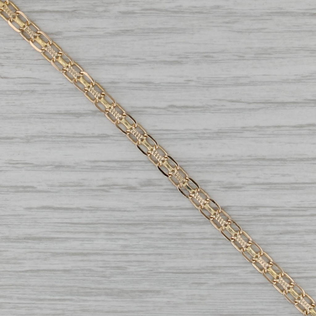 Double Curb Chain Bracelet 14k Yellow Gold 7" 4.3mm