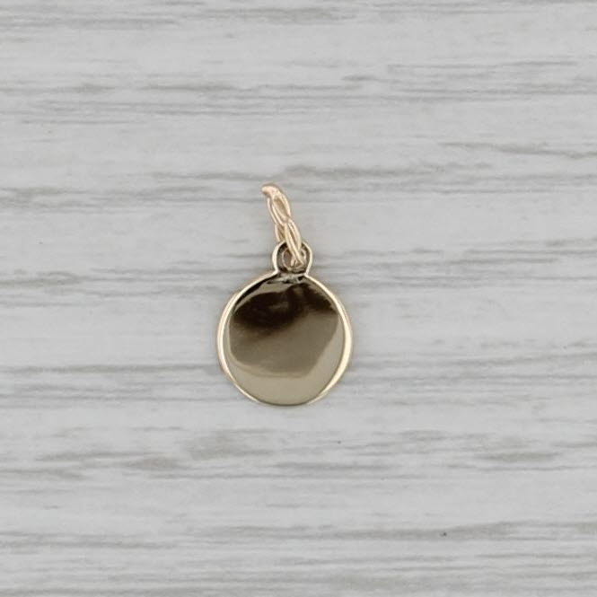 Engraved Letter Initial "S" Pendant 14k Yellow Gold Small Round Charm