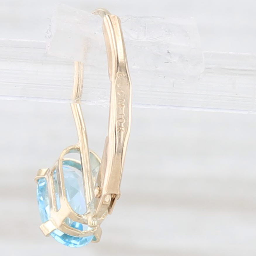 Lavender 1ctw Blue Topaz Drop Earrings 10k Yellow Gold Hook Posts Lever Backs