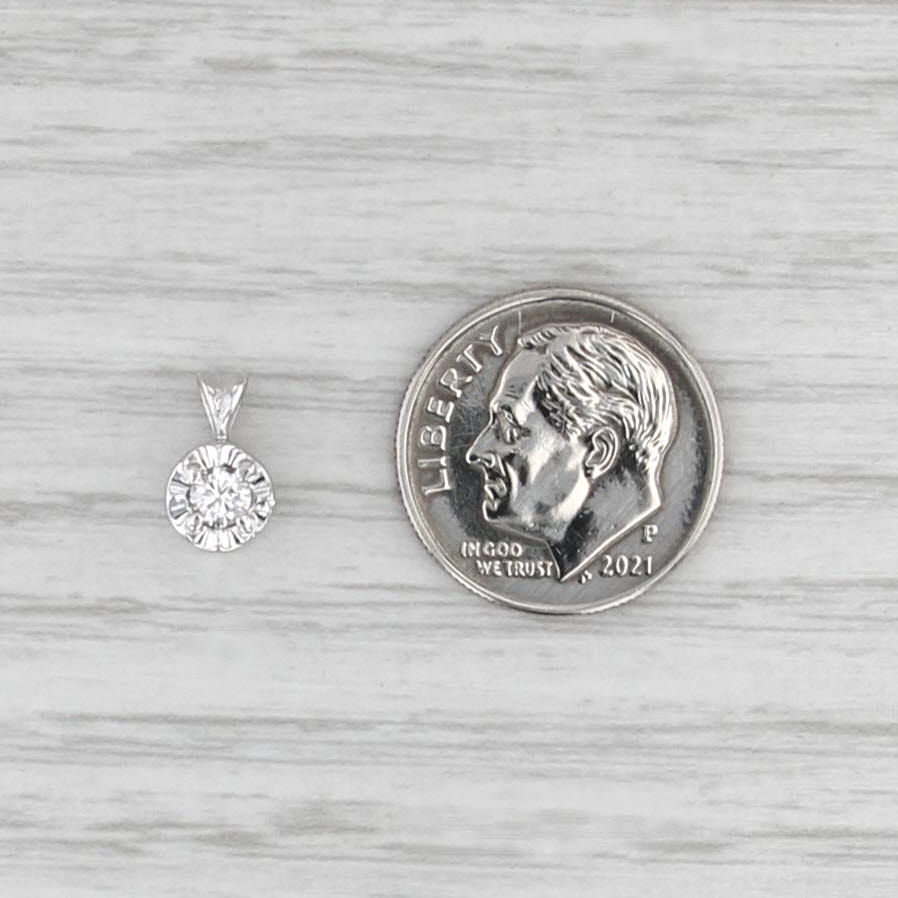 0.13ct Round Diamond Solitaire Pendant 14k White Gold Small Drop